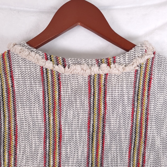 Current Air Anthropologie Woven Fringe Short Sleeve Top L - Picture 5 of 6